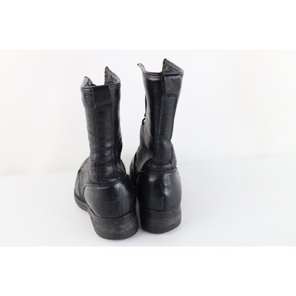 Vtg 70s 80s USGI Military Mens 8.5 W Leather Combat Boots Black USA Steel Toe